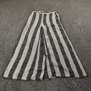 Christian Siriano Pants Womens S Gray White Linen Wide Leg Baggy High Rise Boho